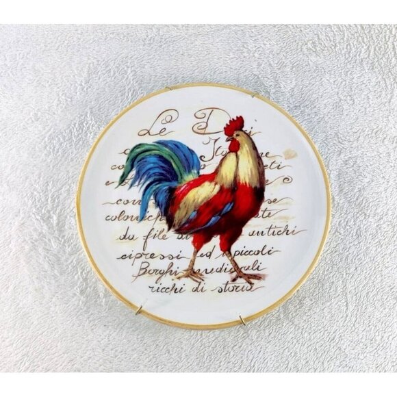 Decorative Plate Rooster Ceramica Cuore Italy 9" Ceramic Kitchen Decor Platter - Picture 7 of 9